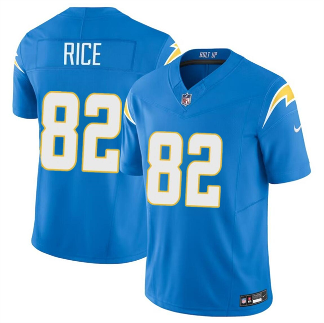 Men's Los Angeles Chargers #82 Brenden Rice Light Blue 2024 Draft F.U.S.E Vapor Limited Stitched Football Jersey
